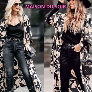 Maison Du Soir Floral Long Kimono Robe NWT S/M